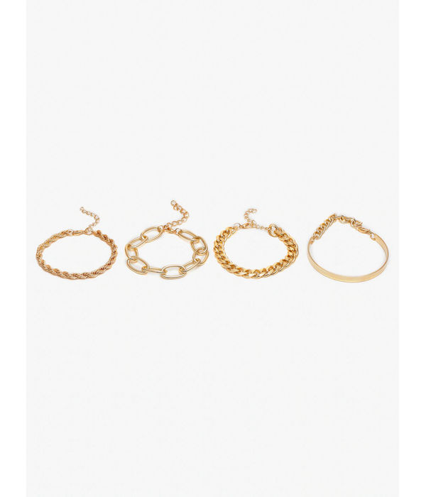 Women Set Of 4 Gold-Toned Gold-Plated Charm Bracelet